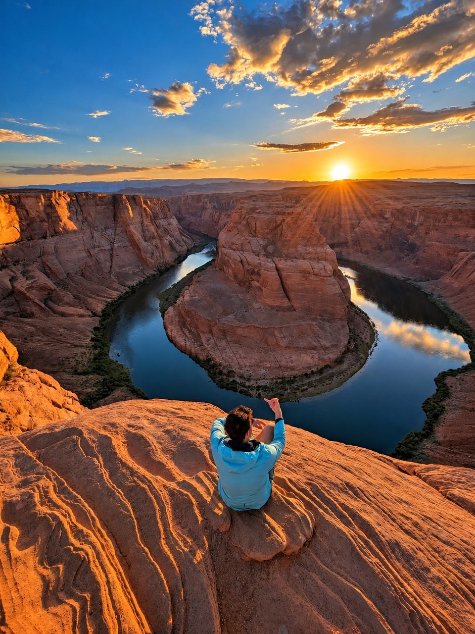 Sonnenuntergang über einer Canyon-Schleife